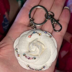 Camilla flower purse/bag charm Keychain with crystals